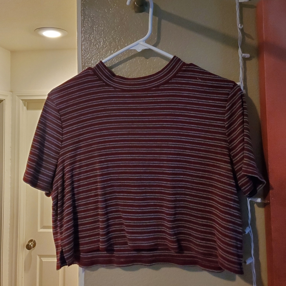 Cropped red and grey shirt